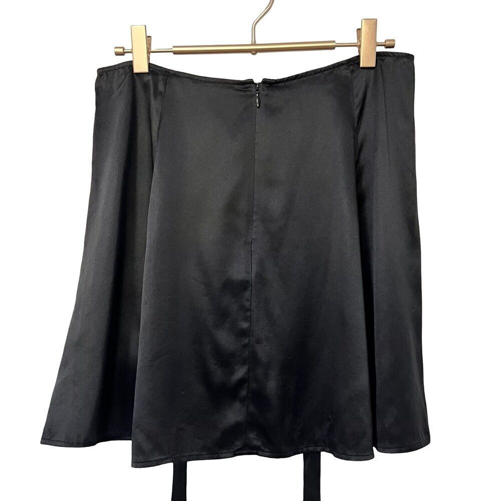 Reformaton Tallulah‎ Silk Mini Skirt Size 6 Black Feminine Gothic Waist Straps - Picture 3 of 6